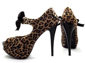 SAPATO PEEP TOE LAÇO ANIMAL PRINT ONÇA