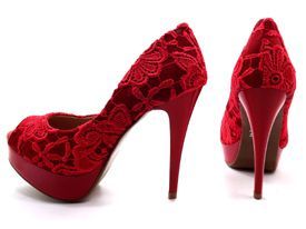 RENDA PEEP TOE VERMELHO